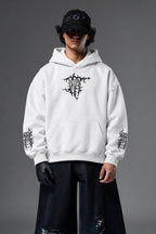 AMARCO MONSTER white oversized hoodie front view on model