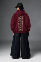 Infinite Petals oversized hoodie in Burgundy – full back view