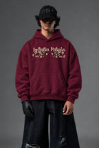 Infinite Petals oversized hoodie in Burgundy – front view