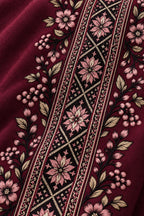 Infinite Petals oversized hoodie in Burgundy – fabric detail